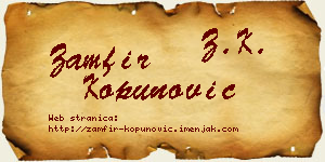 Zamfir Kopunović vizit kartica